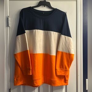 Colorblock Longsleeve in Navy, Cream, and Orange